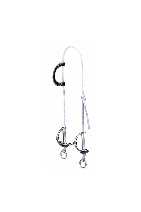 Nylon Rope Gag Bridle | Stitched Latigo Ear | 5" Twisted Wire Sliding Bit