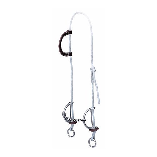 Weaver Leather Nylon Rope Gag Bridle | Stitched Latigo Ear | 5" Twisted Wire Sliding Bit