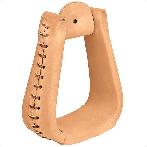 Weaver Natural Leather Covered Horse Saddle Stirrups Overshoe Roper