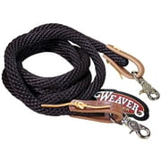 Weaver Leather Poly Roper Rein - 5/8" x 10 - Soft Poly Rope with Leather Water Loops and Scissor Snaps S9 Brown / 5/8x8