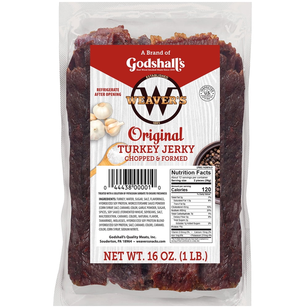 Weaver’s Original Turkey Jerky (16oz turkey jerky strips made from turkey thighs)