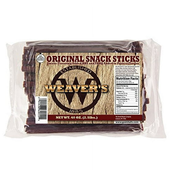 Weaver's Smoked Meats Snack Sticks- Established in 1885 (Original, 2.5 LBS.)