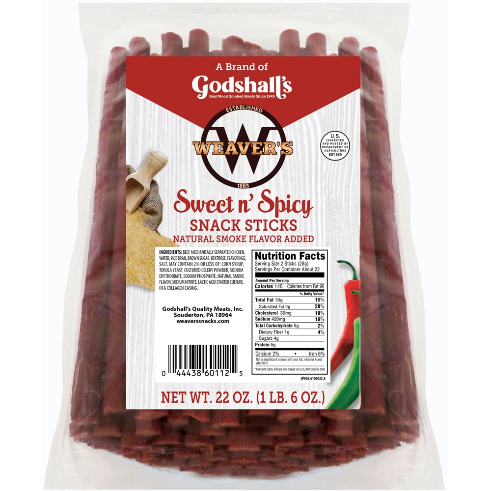 Weaver’s Sweet N Spicy Snack Sticks (44 sweet and spicy 7” beef and chicken snack sticks per bag)