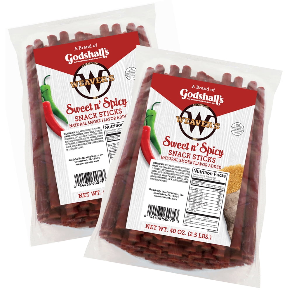 Weaver’s Sweet n' Spicy Snack Sticks Twin Pack (Two 40oz bags of 7” sweet & spicy snack sticks)