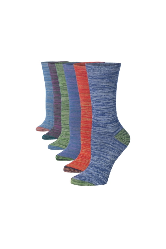 Womens Premium Color Mix Crew Socks - Classic & Bright 6-Pack