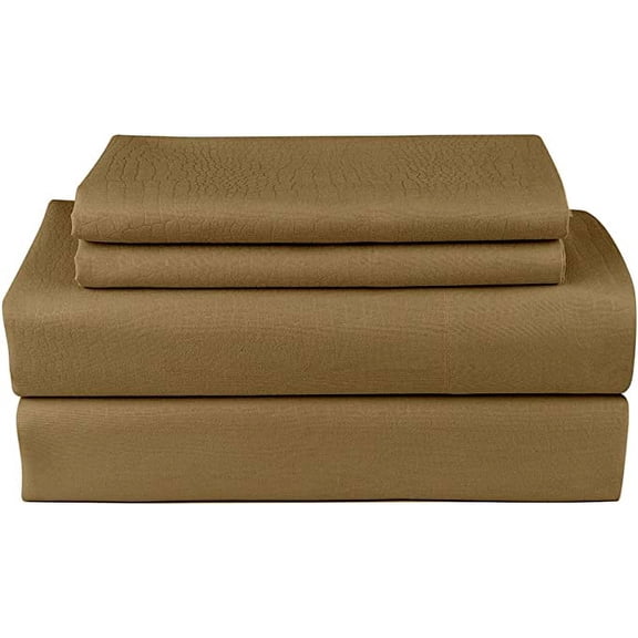 Weaves & Knits King Size Bed Sheets - Microfiber Deep Pocket Bedding Sheets & Pillowcase Sets - Beige