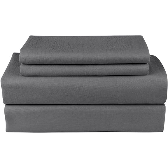 Weaves & Knits Queen Size Bed Sheets - Microfiber Deep Pocket Bedding Sheets & Pillowcase Sets - Light Grey