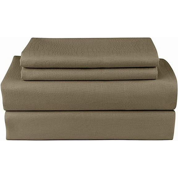 Weaves & Knits Queen Size Bed Sheets - Microfiber Deep Pocket Bedding Sheets & Pillowcase Sets - Sand