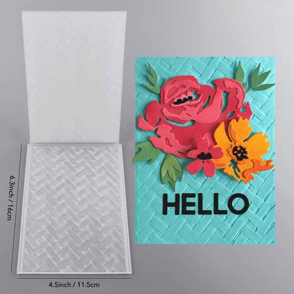 Weaving 3D Embossing Folders for Card Making - 6.3x4.5 inch 3D Textured Plate Clear Plastic Template Unleash Your Creativity - Essential Tool for DIY Crafts, Perfect for Scrapbooking & Paper Craft