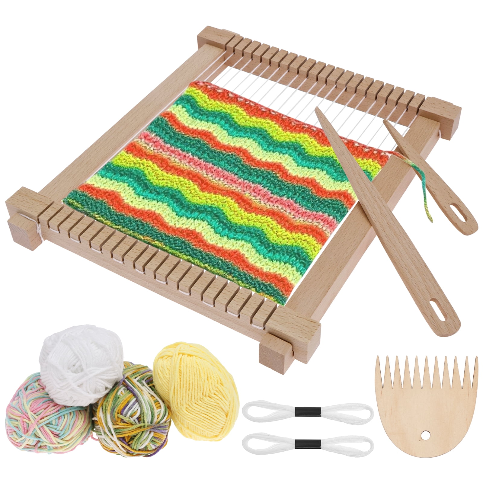 Weaving Loom Kit, 9" x 11" DIY Hand-Knitting Loom Kit, Wooden Multi-Craft Weaving Loom Tapestry Loom Large Frame for Adult and Beginners Handcraft Loom,Gift for Birthday Christmas