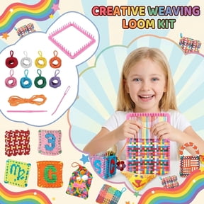 Weaving Loom Kit for Kids and Adults, DIY Arts and Crafts Toy with Colorful Loops & Plastic Frame, Easy Beginner DIY Activity for Children Ages 6+, Portable Craft Set for Home, Classroom