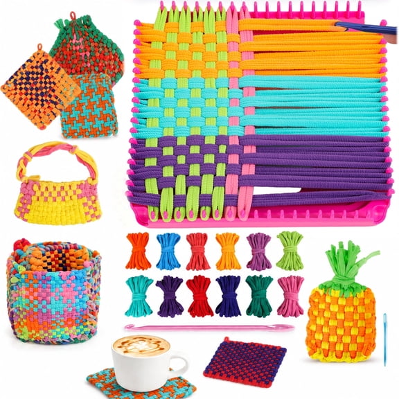 Weaving Loom Kit Toys Gift for Girls–Diy Arts and Crafts Beginner-Friendly Potholder Loom Kit with Loops Tools Funny Birthday Gifts Toys for Girls Ages 5 -13 Years Old