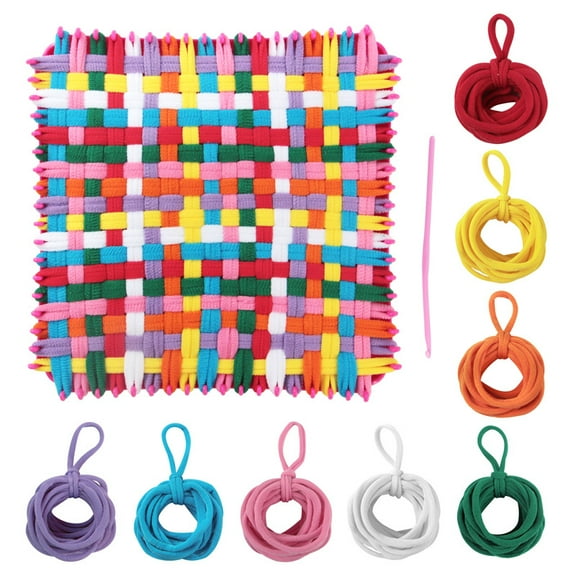 Weaving Loom Kit Toys for Kids and Adults, Potholder Loops Crafts for Girls Ages 6 7 8 9 10 11 12, 7" Pot Holder Loom Knitting Kits and Gifts for Kids and Beginners