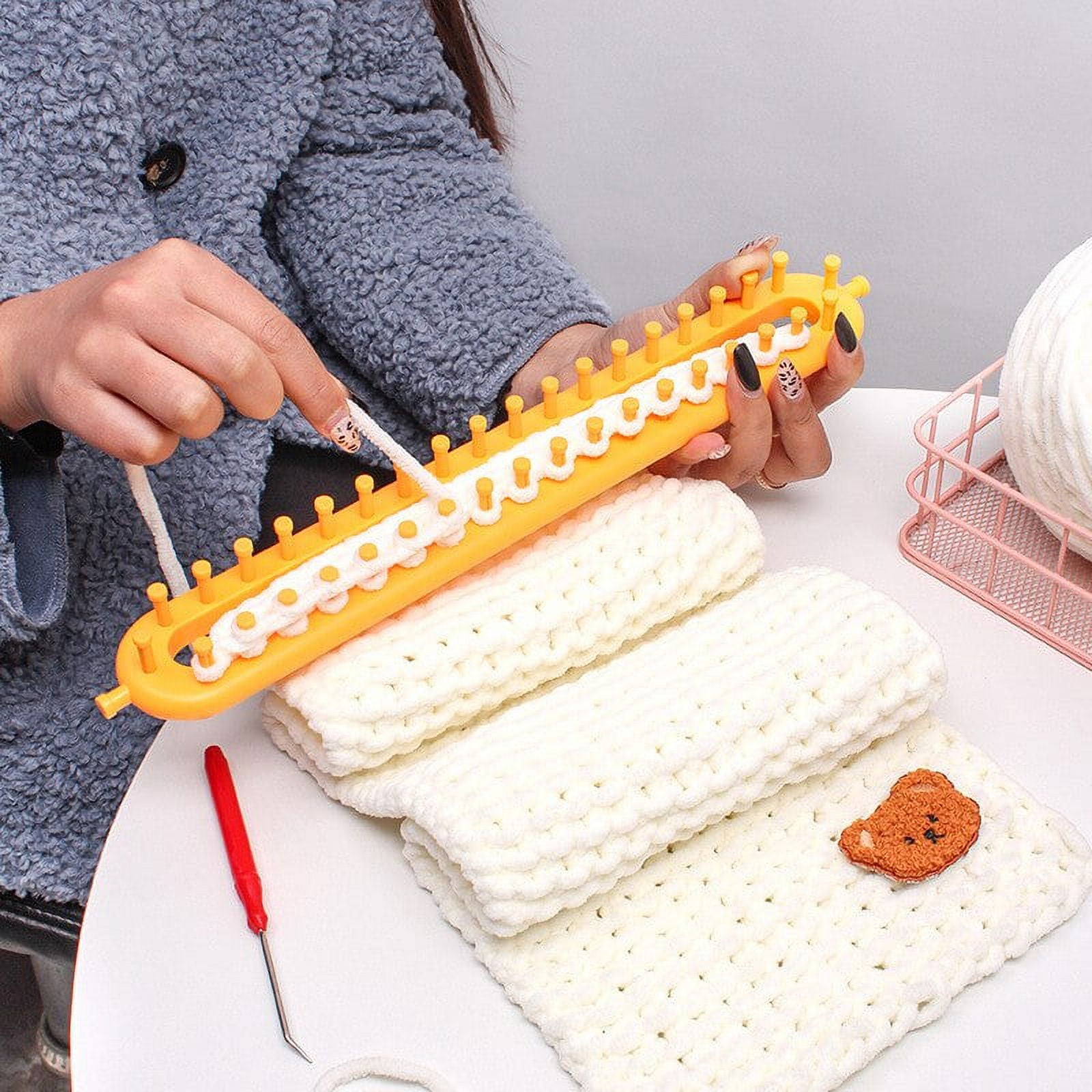 Weaving Loom Knitting Kit Long Knitting Loom Scarf Weaving Board Pompom  Sock Hat Scarf Long Handle DIY Weaving Tool