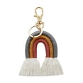 thumbnail image 1 of Weaving Rainbow Keychain Tassel Macrame Key Holder Keyring Bag Charm, Present Grey, 1 of 8