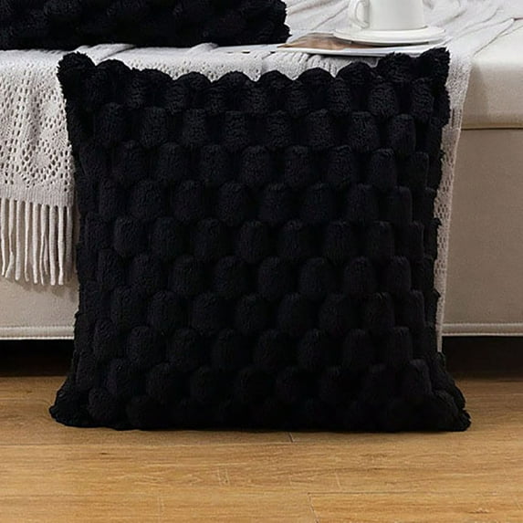 Weaving Snowflake Velvet Solid Color Pillow Cover - Super Soft Cozy Decorative Throw Pillow Covers - Plush Cushion Cover Pillowcase for Sofa Couch Bed Livingroom - Black