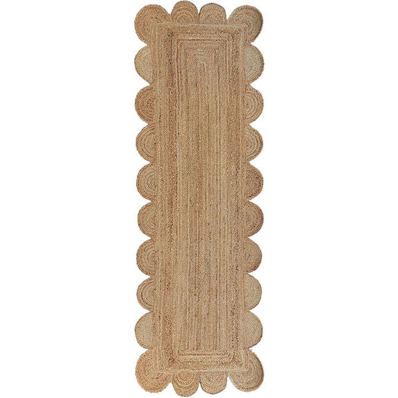 Weaving Village Scalloped Natural Jute Area Rug, Size 2'6"x18'