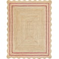 thumbnail image 1 of Weaving Village Wave Scalloped Natural Jute Rug Boho Jute Rug Entryway Runner Rug Farmhouse Scallop Rug, Dark Pink (2'x3'), 1 of 5