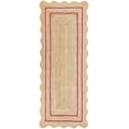 thumbnail image 1 of Weaving Village Wave Scalloped Natural Jute Rug Boho Jute Rug Entryway Runner Rug Farmhouse Scallop Rug, Dark Pink (2'x6'), 1 of 5