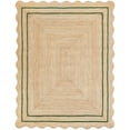 thumbnail image 1 of Weaving Village Wave Scalloped Natural Jute Rug Boho Jute Rug Entryway Runner Rug Farmhouse Scallop Rug, Green (2'x3'), 1 of 5