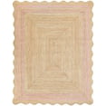 thumbnail image 1 of Weaving Village Wave Scalloped Natural Jute Rug Boho Jute Rug Entryway Runner Rug Farmhouse Scallop Rug, Light Pink (3'x5'), 1 of 5