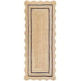 thumbnail image 1 of Weaving Village Wave Scalloped Natural Jute Rug Boho Jute Rug Entryway Runner Rug Farmhouse Scallop Rug, Navy (2'x12'), 1 of 5