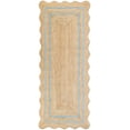 thumbnail image 1 of Weaving Village Wave Scalloped Natural Jute Rug Boho Jute Rug Entryway Runner Rug Farmhouse Scallop Rug, Sky Blue (2'x8'), 1 of 5