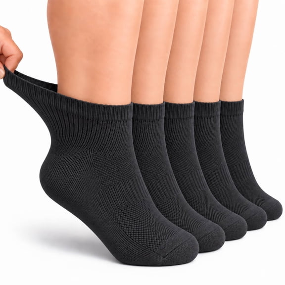 Diabetic Ankle Socks for Men Women Non Binding Loose Fit Breathable Socks for Neuropathy Edema Foot Health Daily Wear 5 Pairs