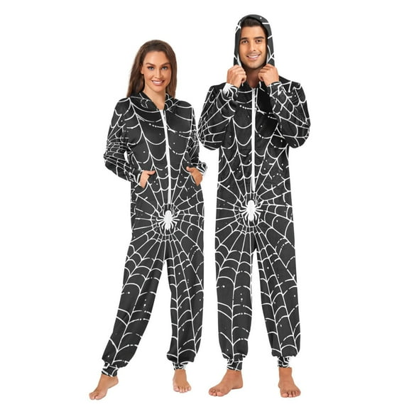 Web Adult onesie Pajamas, Crystal Velvet Ultra Soft Warm Jumpsuit for Men and Women