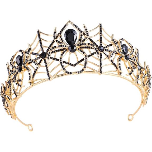 Web Crown Headband, Rhinestone Gothic Halloween Hair Accessory, Intricate Spiders Web Design, Slip-on Metal Frame, for Cosplay Photo Party