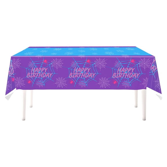 Web Decoration, Web, Birthday Party, Party Supplies, 54X108inPlastic Tablecloth, Pink Party Decorations, Happy Birthday Pink, Purple Blue, 1 Pc