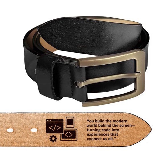 Web Developer Belt for Men – Smart Gift for Builders of the Digital World – Christmas or Tech Industry Tribute, Leather Belt, Mens Belt, Birthday Gift, Leather Belt for Men