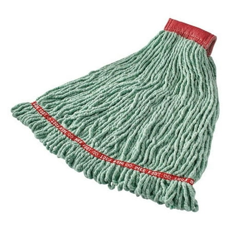 Web Foot Shrinkless Looped-End Wet Mop Head, Cotton/synthetic, Large, Green, 5" Red Headband | Bundle of 2 Each