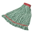 thumbnail image 1 of Web Foot Shrinkless Looped-End Wet Mop Head, Cotton/synthetic, Large, Green, 5" Red Headband | Bundle of 5 Each, 1 of 1
