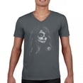thumbnail image 1 of Web Sugar Skull V-Neck T-shirt Black White Monochrome Gothic Beauty Elegant Day of the Dead Dia de Los Muertos Tee, 1 of 7