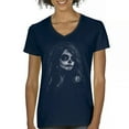 thumbnail image 1 of Web Sugar Skull Women's V-Neck T-shirt Black White Monochrome Gothic Beauty Elegant Day of the Dead Dia de Los Muertos Tee, 1 of 7