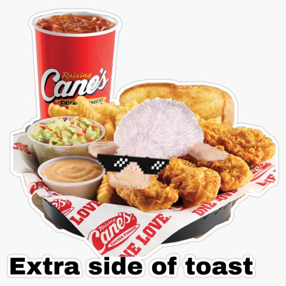 Web Virtual Pet Duck Eating Tasty Fried Chicken Toast Decal For Computer Case Sticker