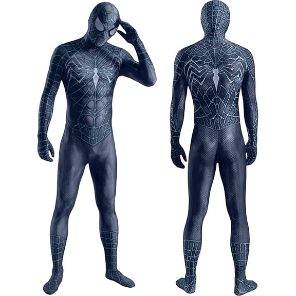 Web Warrior Cosplay Adult Halloween Costume Breathable Jumpsuit Polyester Classic Cosplay Fit for Halloween Festival Outfit Dark Gray L