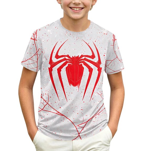 Web Warrior Costume Boys Halloween Costume Short Sleeve Neck T-Shirt with Graphic Print for Sexy Halloween Cos for Club Party Red 130