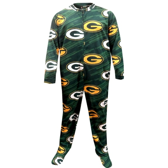 WebUndies Mens Wisconsin Big G Striped One Piece Footie Pajama (X-Small)