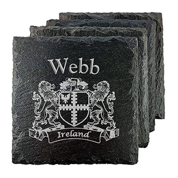 Webb Irish Coat of Arms Slate Coasters - Set of 4