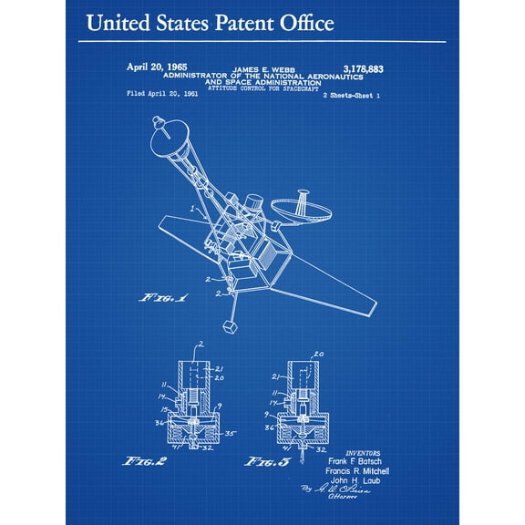 Webb NASA Spacecraft Attitude Control 1965 Patent Extra Large XL Wall Art Poster Print