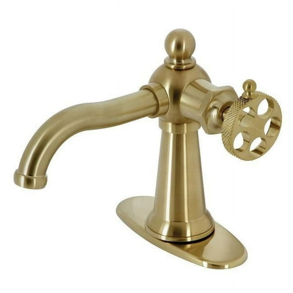 Webb Single-Handle Bathroom Faucet with Push Pop-Up, Brushed Brass