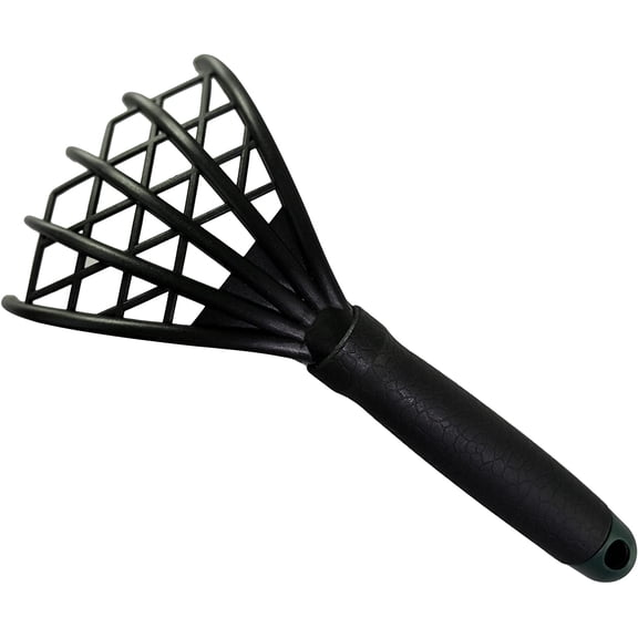 Webbed Garden Claw Rake and Cultivator, Durable Gardening Tool, Handheld Claw Rake Cultivator & Tiller-Rubber Grip (Black)-10.5 L