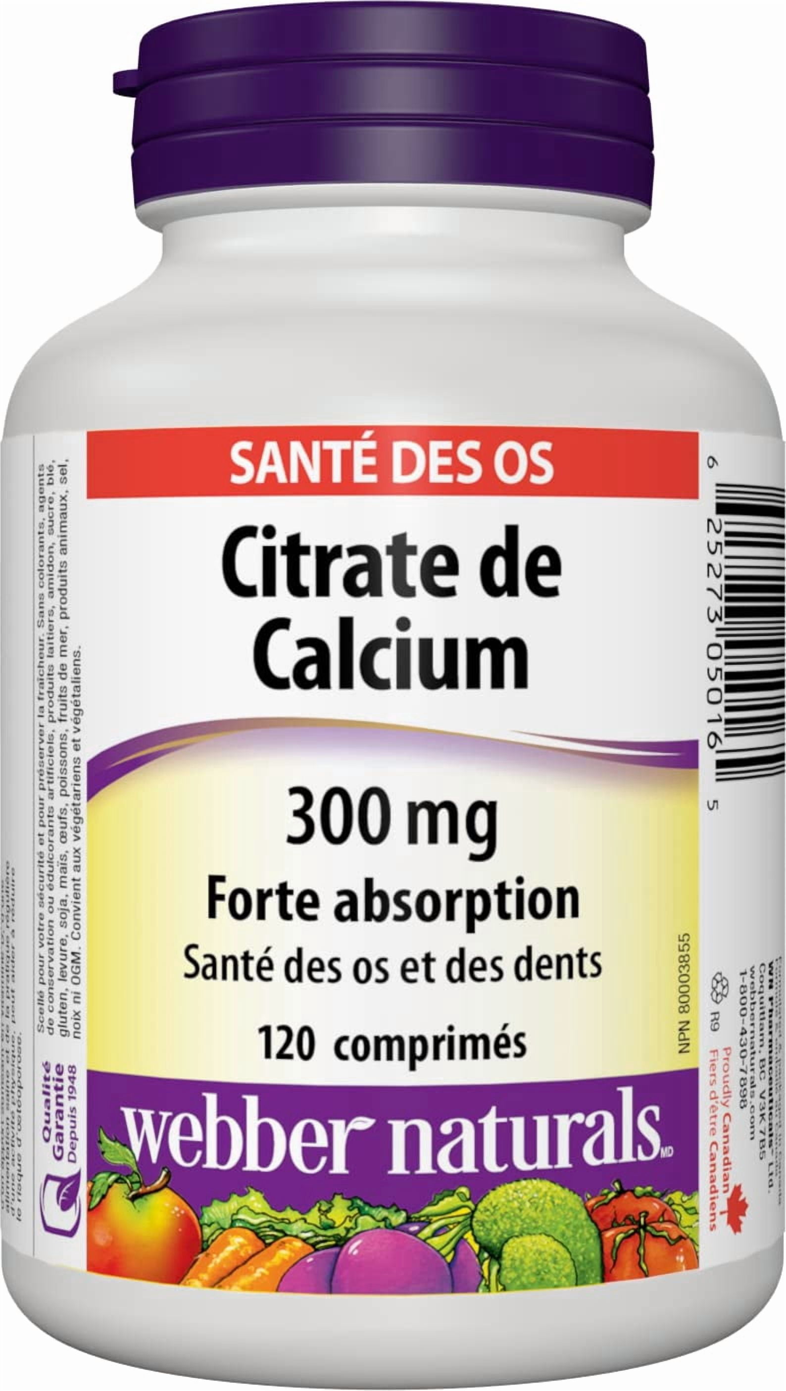 Webber Naturals Calcium Citrate 300 mg 120 Tablets Highly Absorbable ...