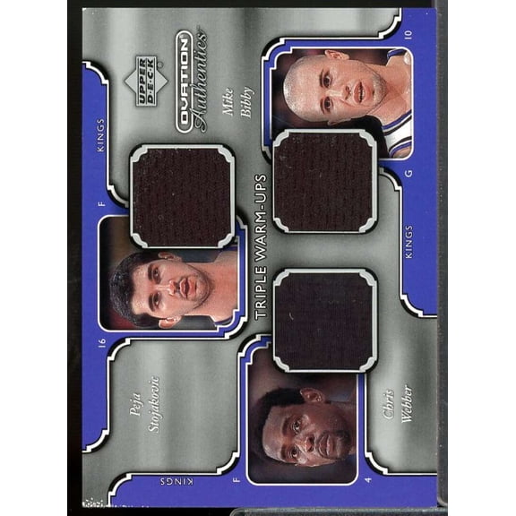 Webber/Stojakovic/ Bibby Card 2002-03 Ovation Authentics Warm-Ups Triple #WSB
