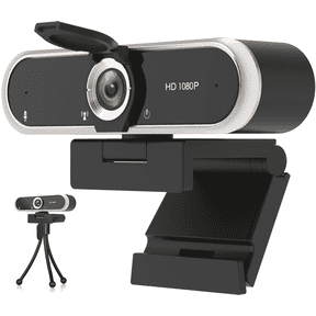 Webcam 1080P with Microphone and Webcam Cover Plug and Play with Auto Light Correction for Laptop PC Desktop for Live Streaming Video Call Conference Online Lessons Game