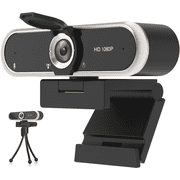 Webcam 1080P with Microphone and Webcam Cover Plug and Play with Auto Light Correction for Laptop PC Desktop for Live Streaming Video Call Conference Online Lessons Game