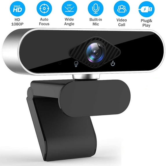 1080P Webcam with Microphone, USB HD PC Web Cams, Wide View, Plug ...