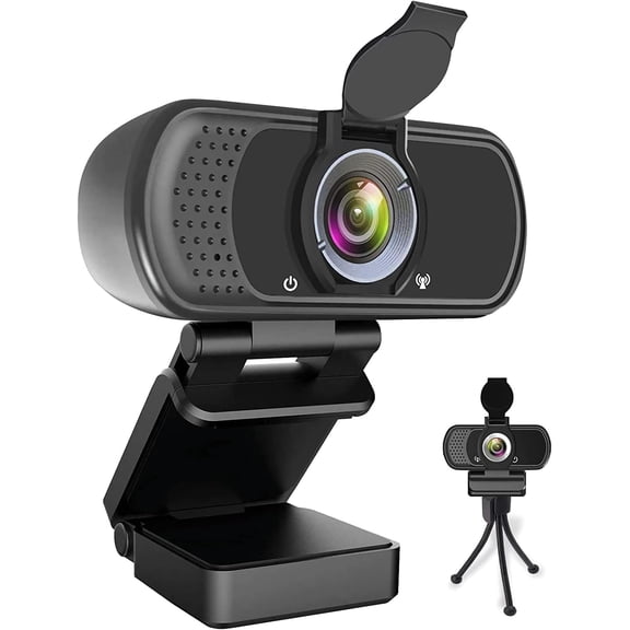 Webcam 1080p, Live Streaming Camera with Stereo Microphone, PC Desktop or Laptop Webcam with 110 View Angle, for 2, Video Calling, Recording, Conferencing, Streaming, Gaming